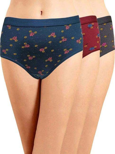 in care maroon & green cotton printed hipster panties - pack of 3