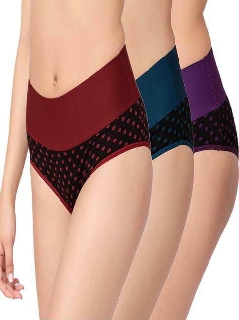 in care maroon & purple cotton printed hipster panties - pack of 3