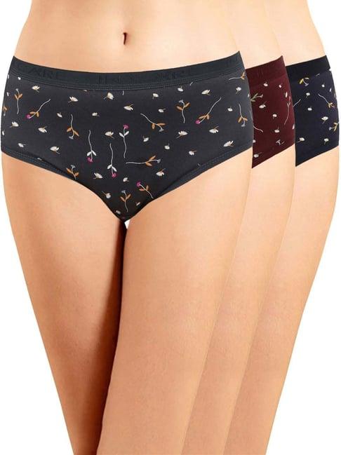 in care navy & maroon cotton printed hipster panties - pack of 3