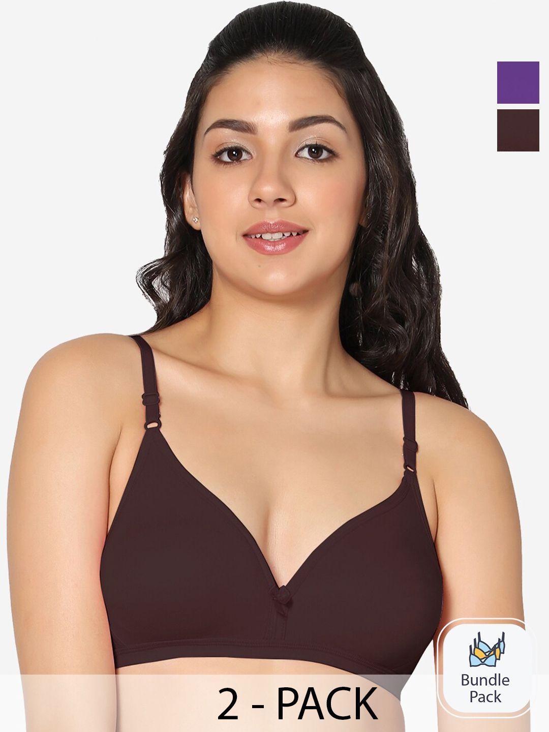 in care pack of 2 half coverage pure cotton t-shirt bra with all day comfort