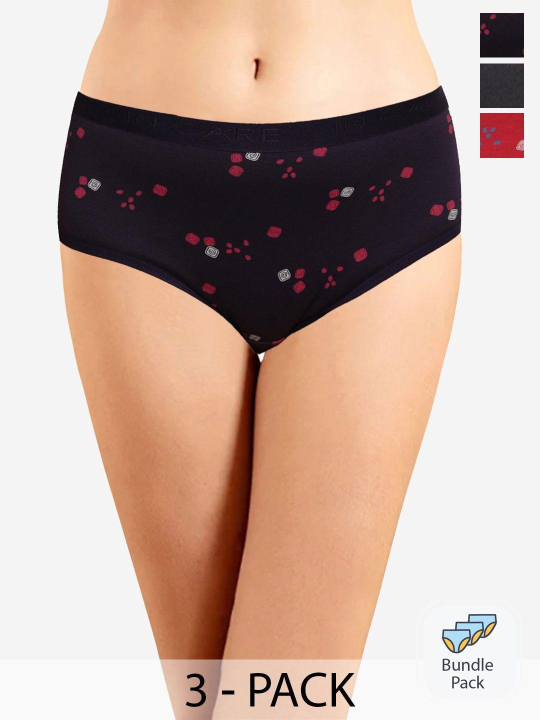 in care pack of 3 geometric printed mid-rise cotton hipster brief icoe-070_m