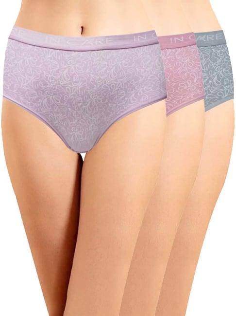 in care pink & grey cotton printed hipster panties - pack of 3