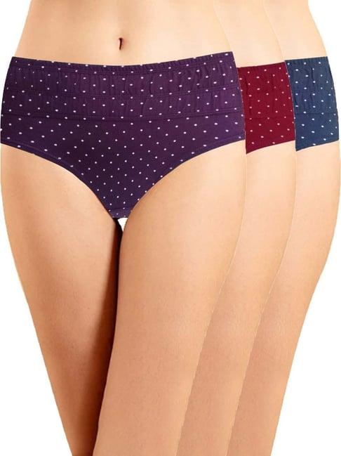 in care purple & blue cotton printed hipster panties - pack of 3