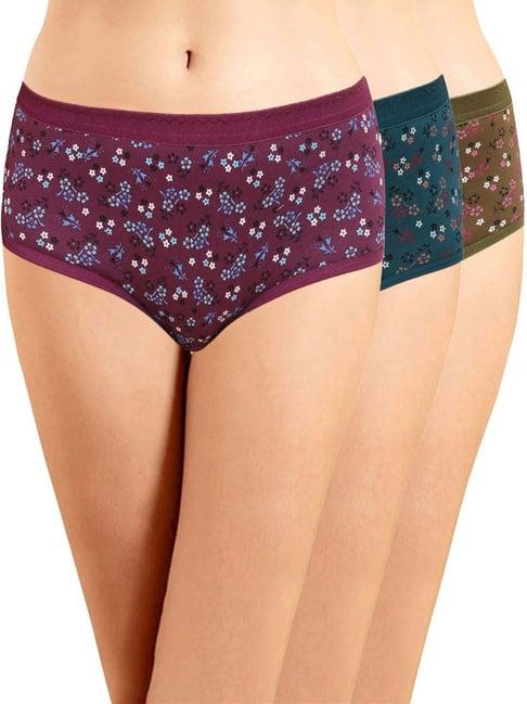 in care purple & blue cotton printed hipster panties - pack of 3