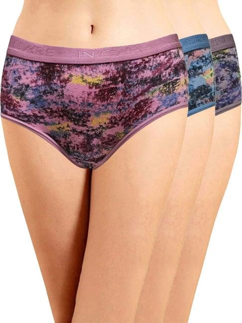 in care purple & blue cotton printed hipster panties - pack of 3