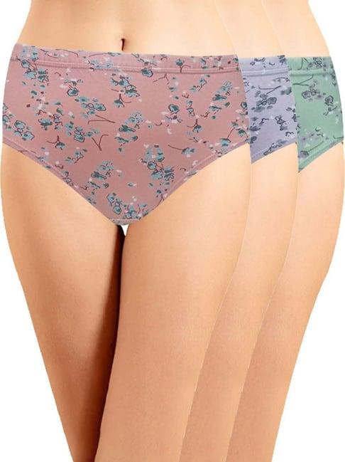 in care purple & green cotton printed hipster panties - pack of 3