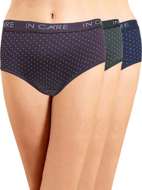 in care purple & green cotton printed hipster panties - pack of 3