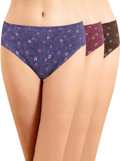 in care purple & maroon cotton printed hipster panties - pack of 3