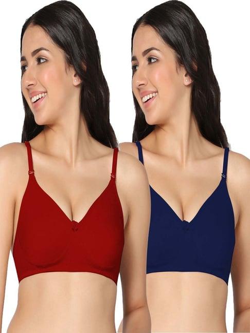 in care red & blue cotton t-shirt bras - pack of 2