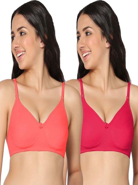 in care red & magenta cotton t-shirt bras - pack of 2