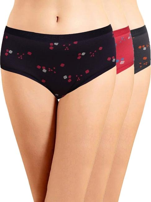 in care red & navy cotton printed hipster panties - pack of 3