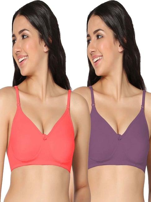 in care red & wine cotton t-shirt bras - pack of 2