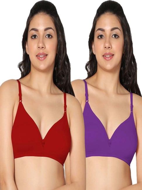 in care violet & red cotton t-shirt bras - pack of 2