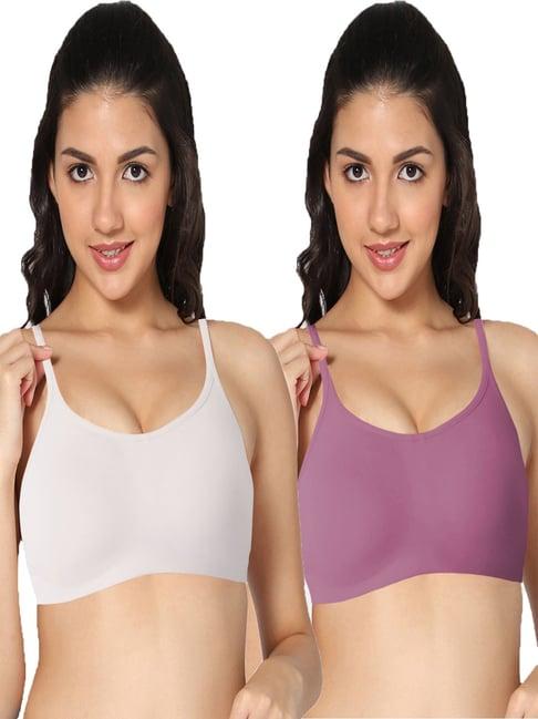 in care white & purple sports bra- pack of 2