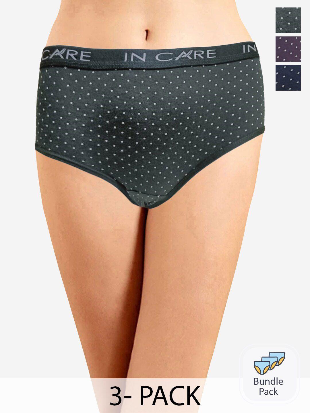 in care women pack of 3 printed pure cotton hipster briefs