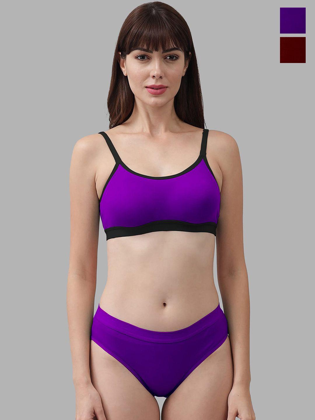 in-curve pack of 2 cotton lingerie set ea_cnora set_purple,maroon