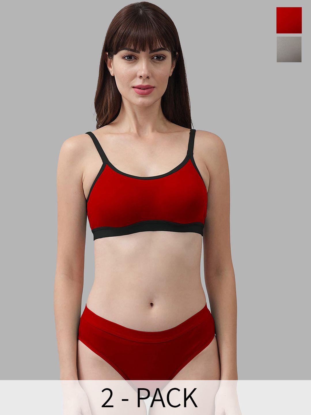 in-curve pack of 2 cotton lingerie set ea_cnora set_red,grey