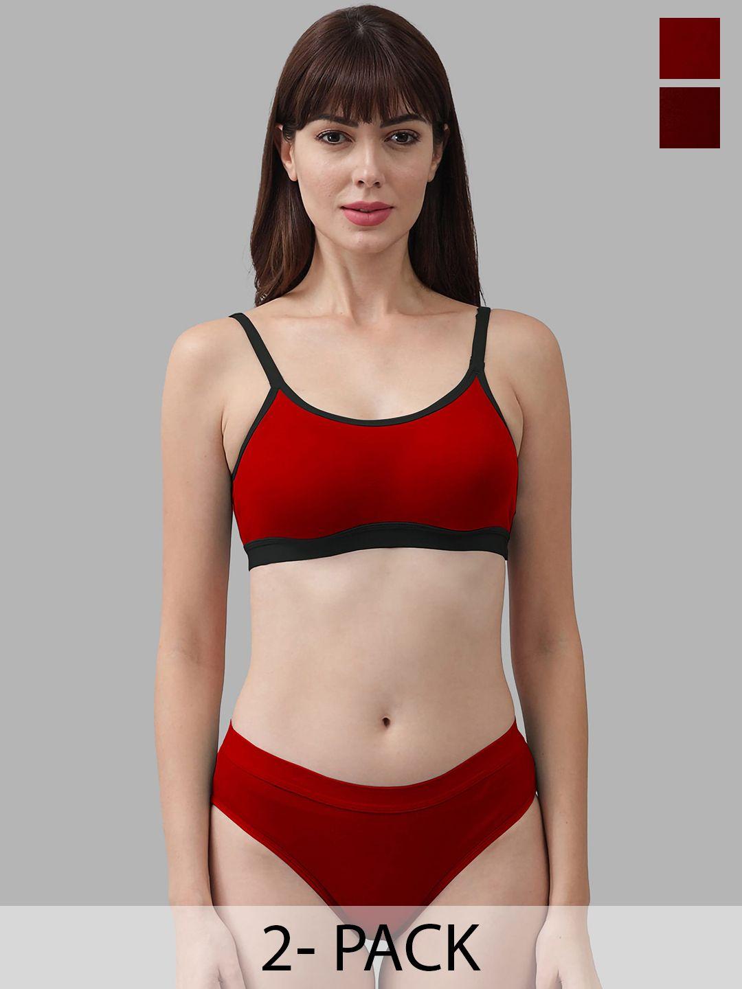 in-curve pack of 2 cotton lingerie set ea_cnora set_red,maroon