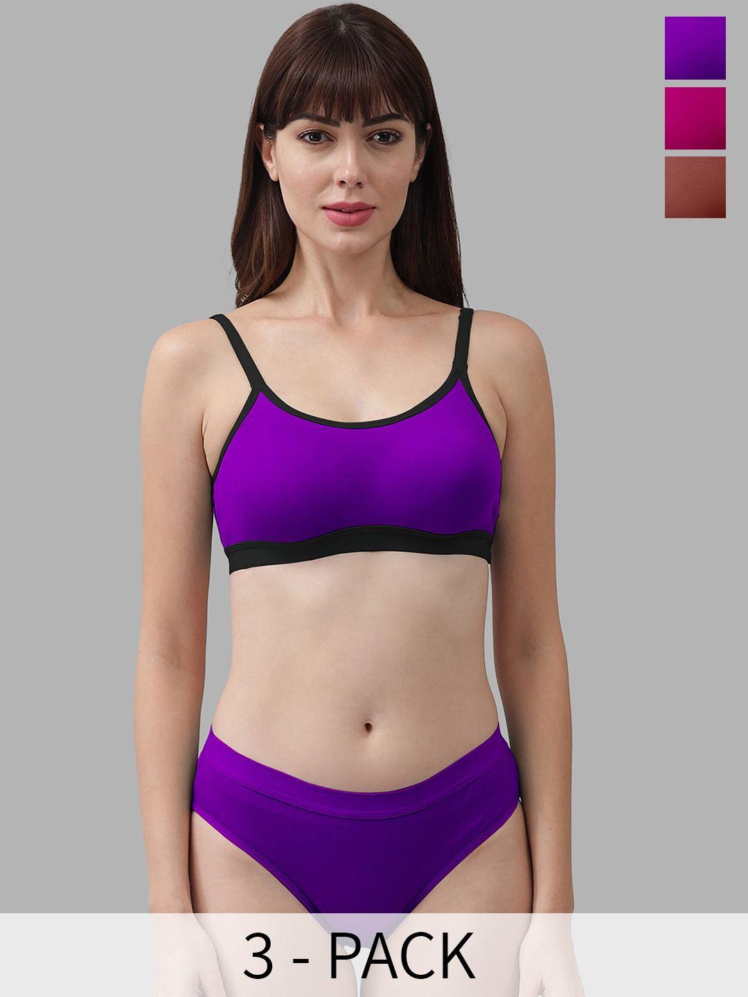 in-curve pack of 3 cotton brief lingerie set e_cnora set_purple,pink,maroon