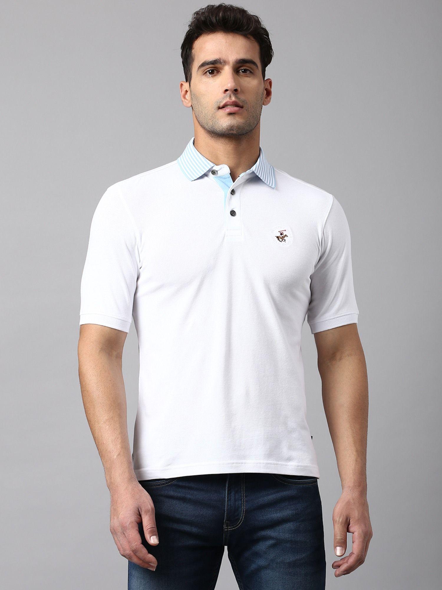 in the details stretch polo white