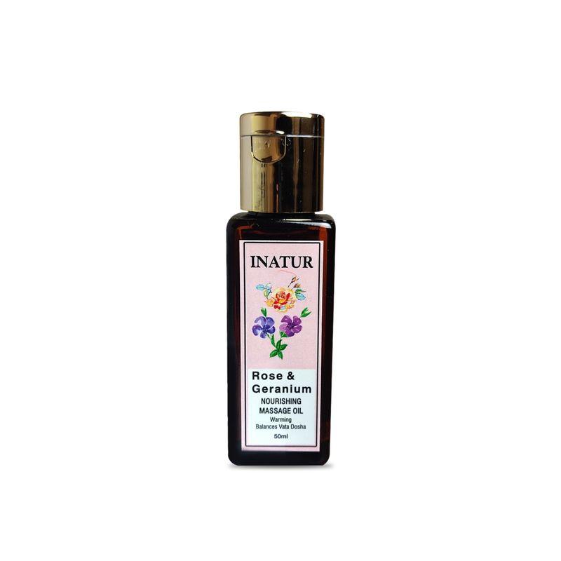 inatur rose & geranium massage oil