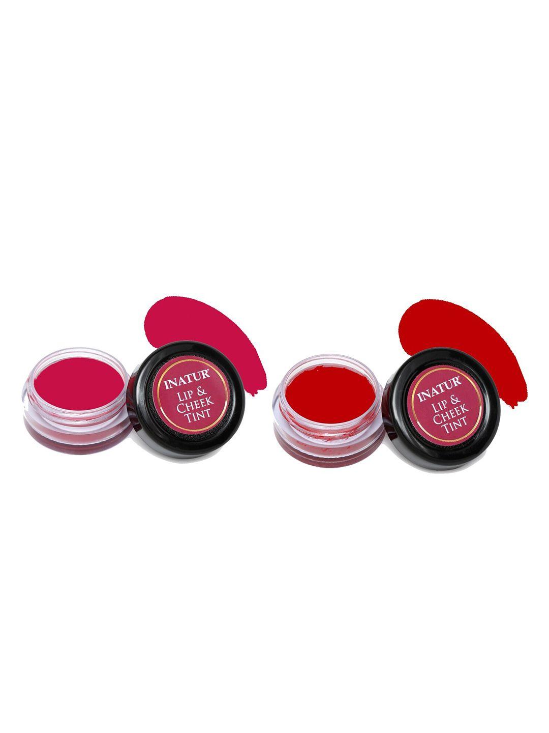 inatur set of 2 lip & cheek tint 8gm - coral and cherry
