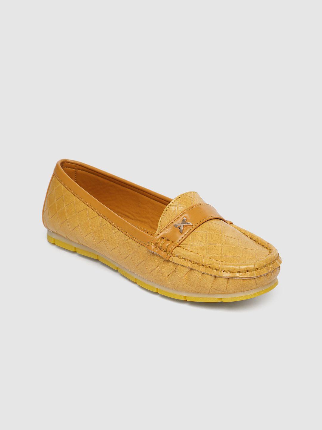 inc 5 women mustard yellow textured loafers