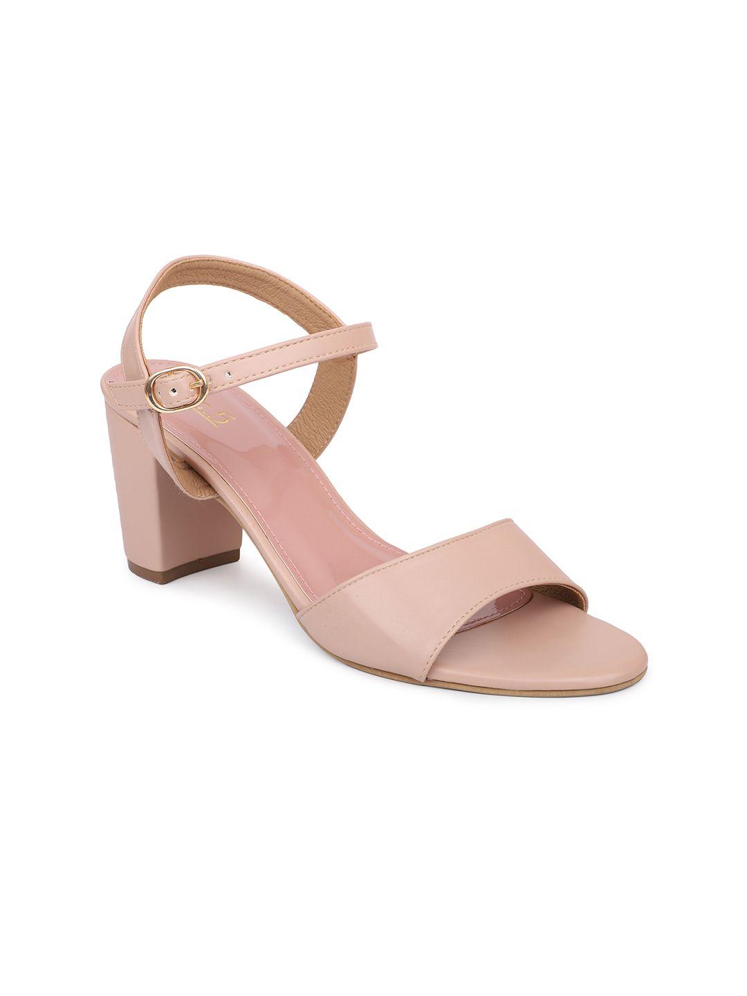 inc 5 peach-coloured & peach-coloured block heels