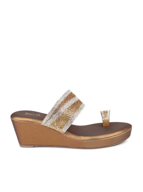inc 5 women's antique gold toe ring wedges