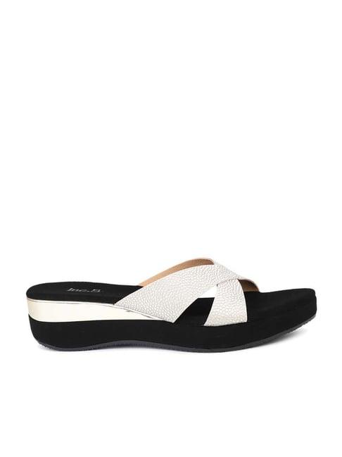 inc 5 women's off white cross strap wedges