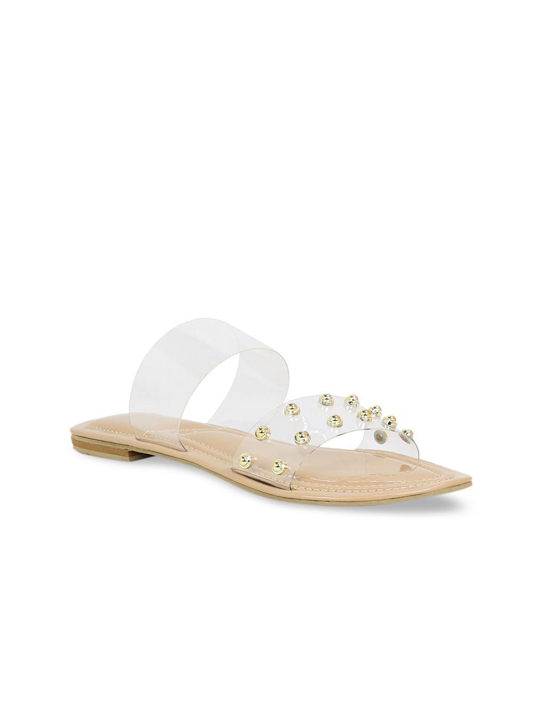 inc 5 women beige embellished open toe flats