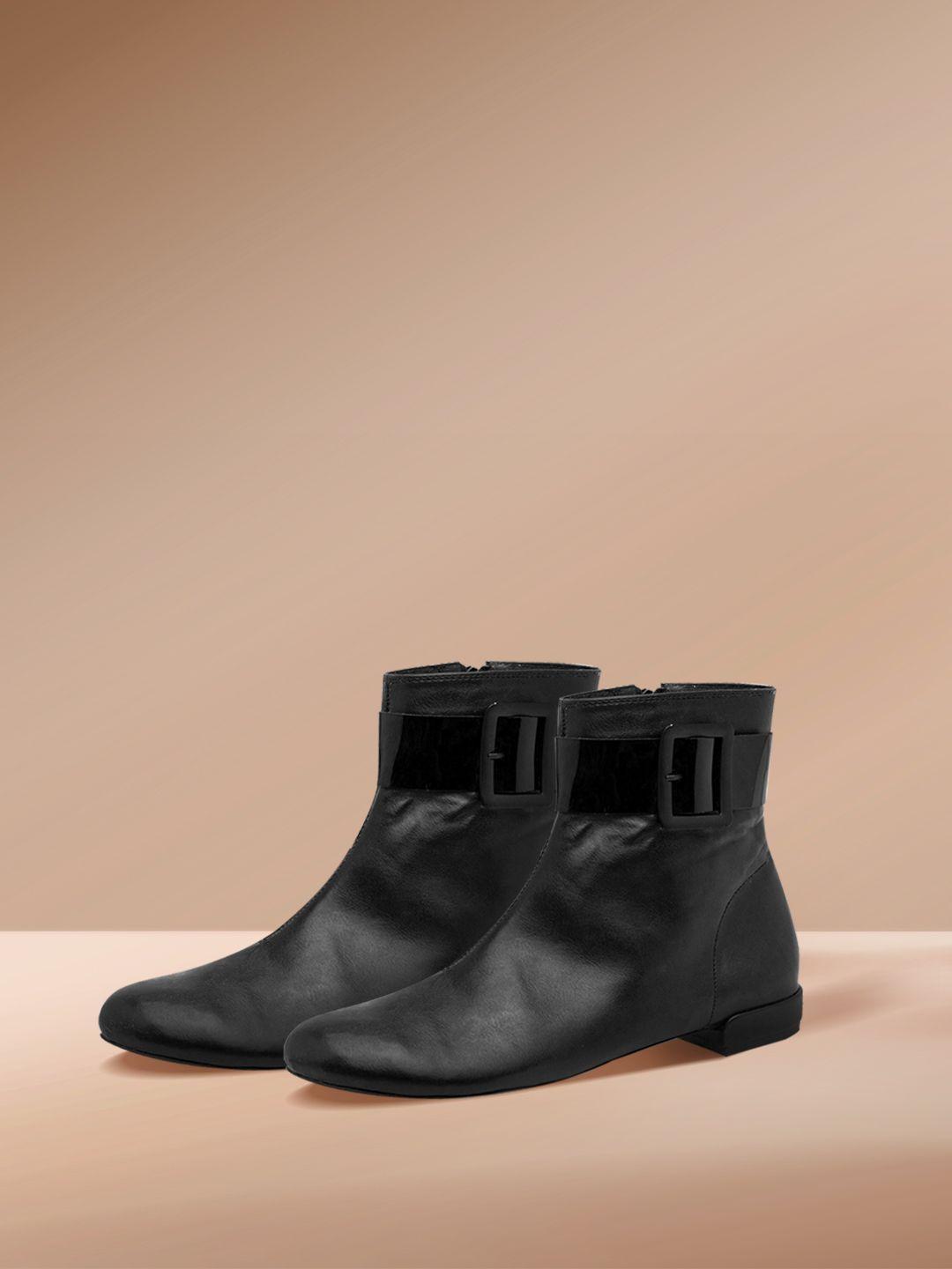 inc 5 women black solid heeled boots