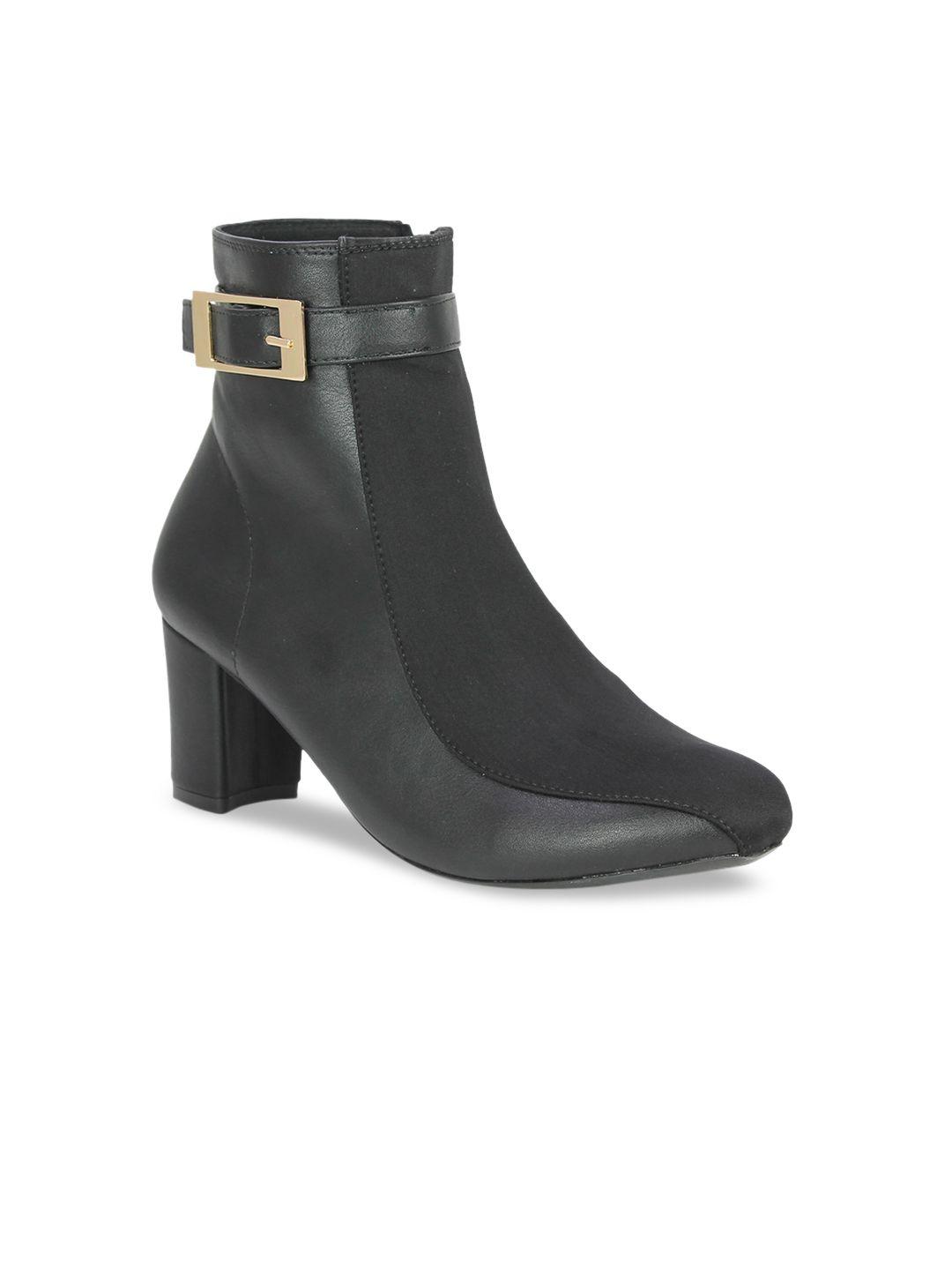 inc 5 women black solid heeled boots