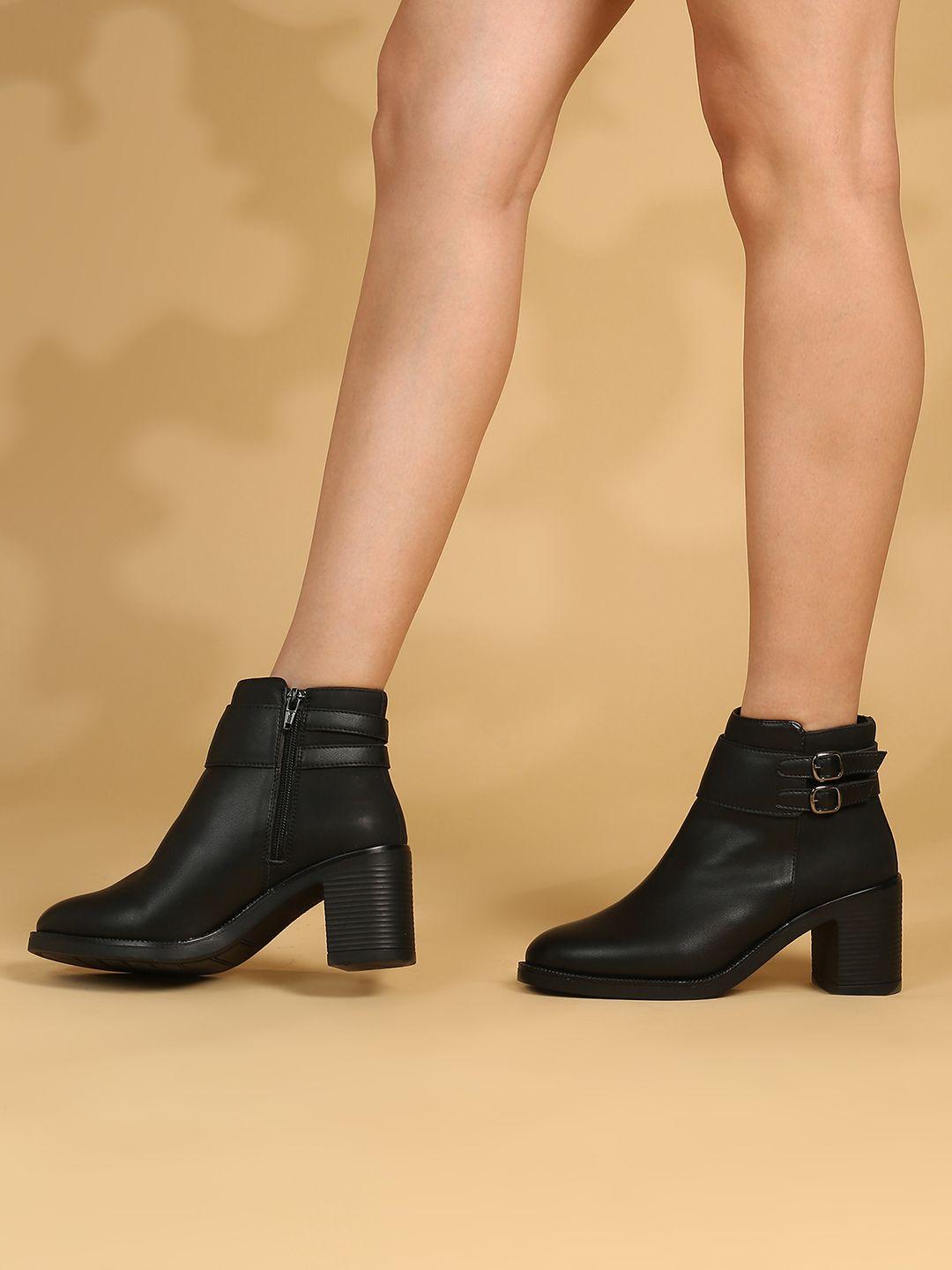 inc 5 women block heel boots with buckle detail