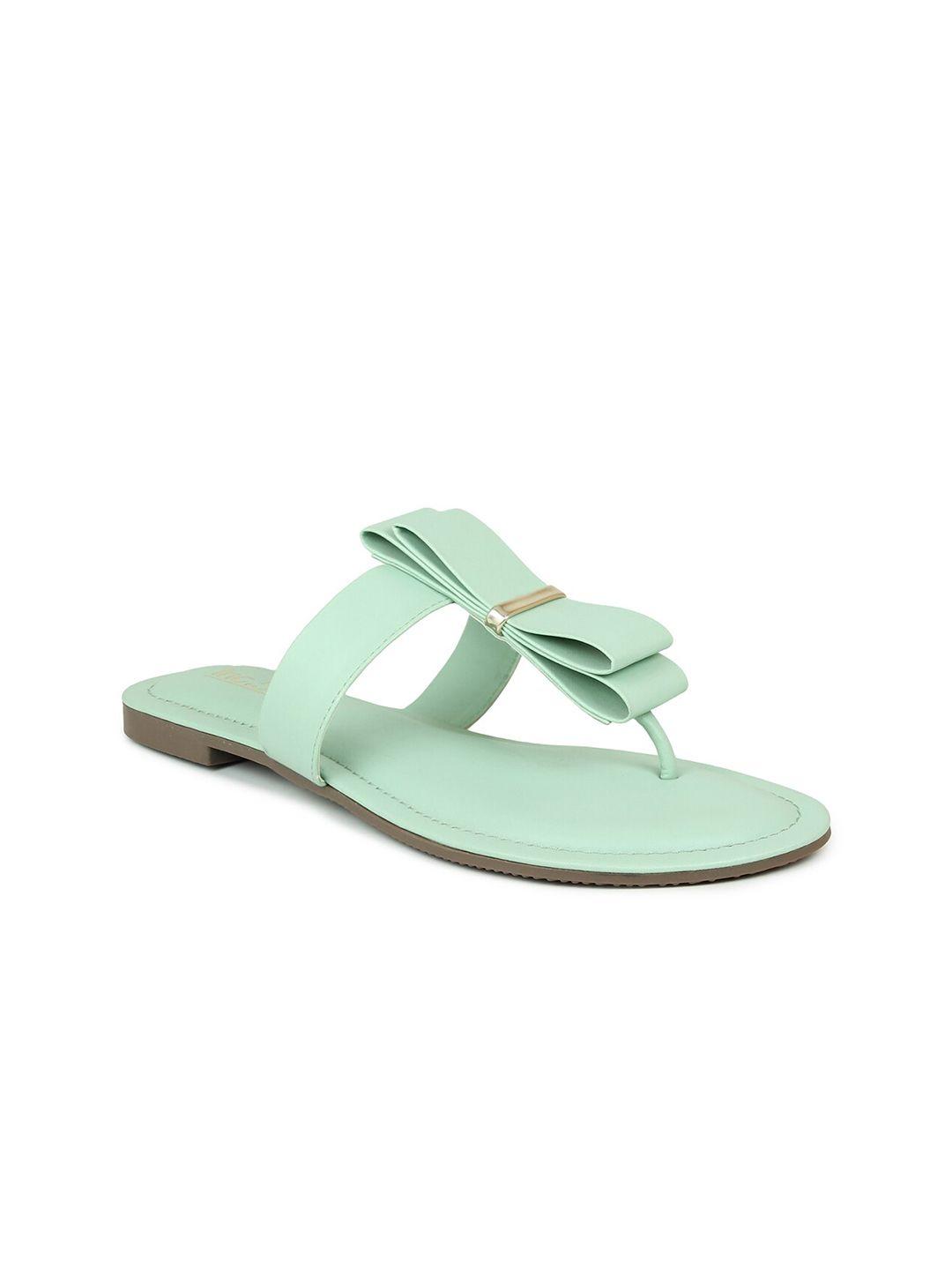 inc 5 women green solid t-strap flats