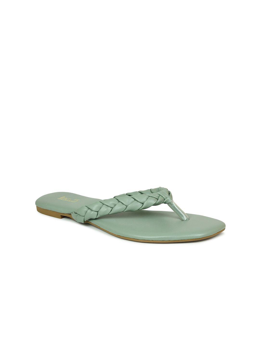 inc 5 women green t-strap flats