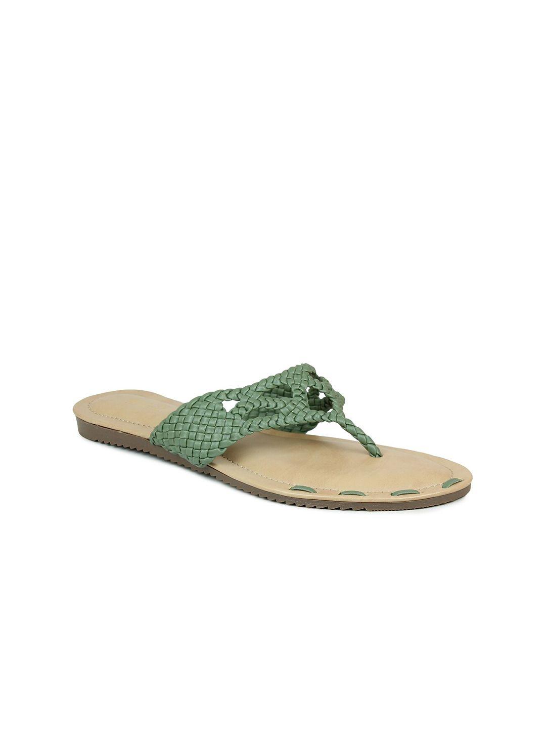 inc 5 women green woven design casual open toe flats