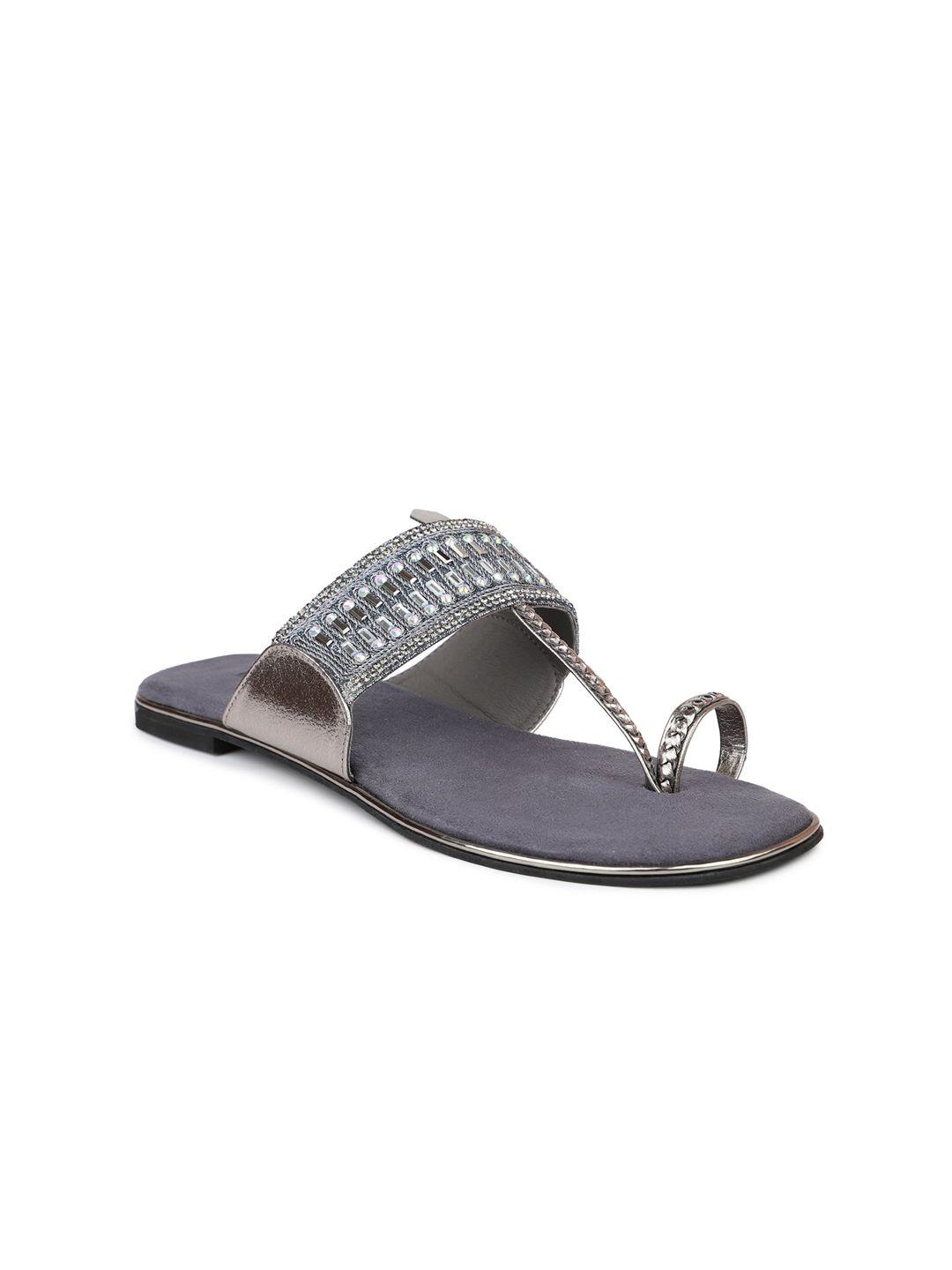 inc 5 women gun metal  ethnic flat sandals