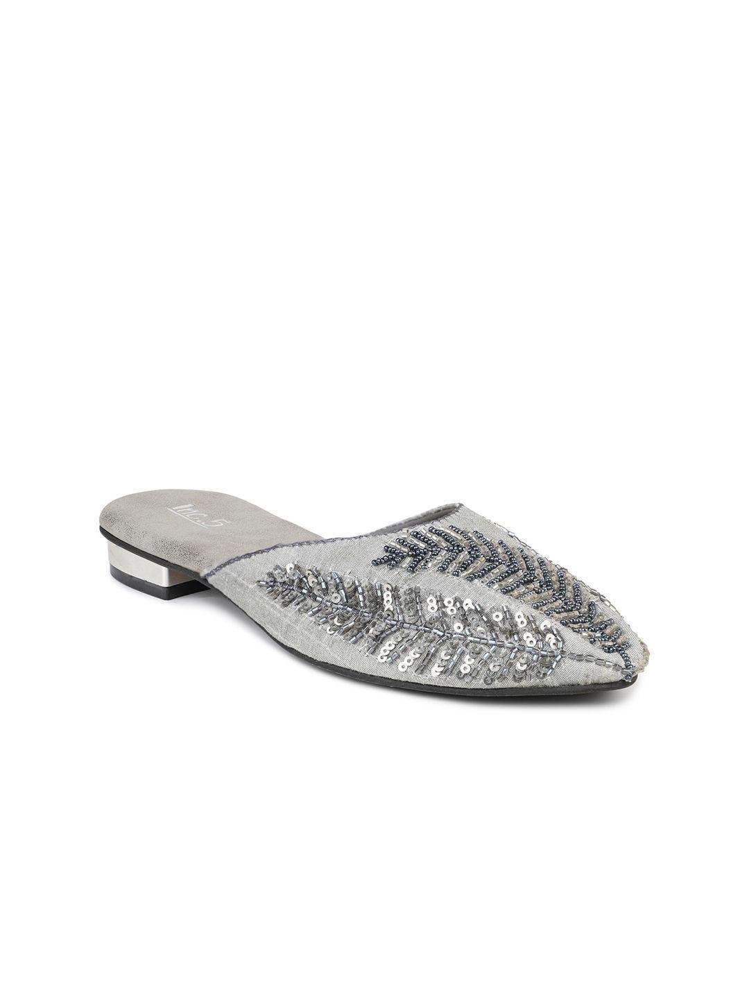 inc 5 women gunmetal-toned printed leather ethnic flats