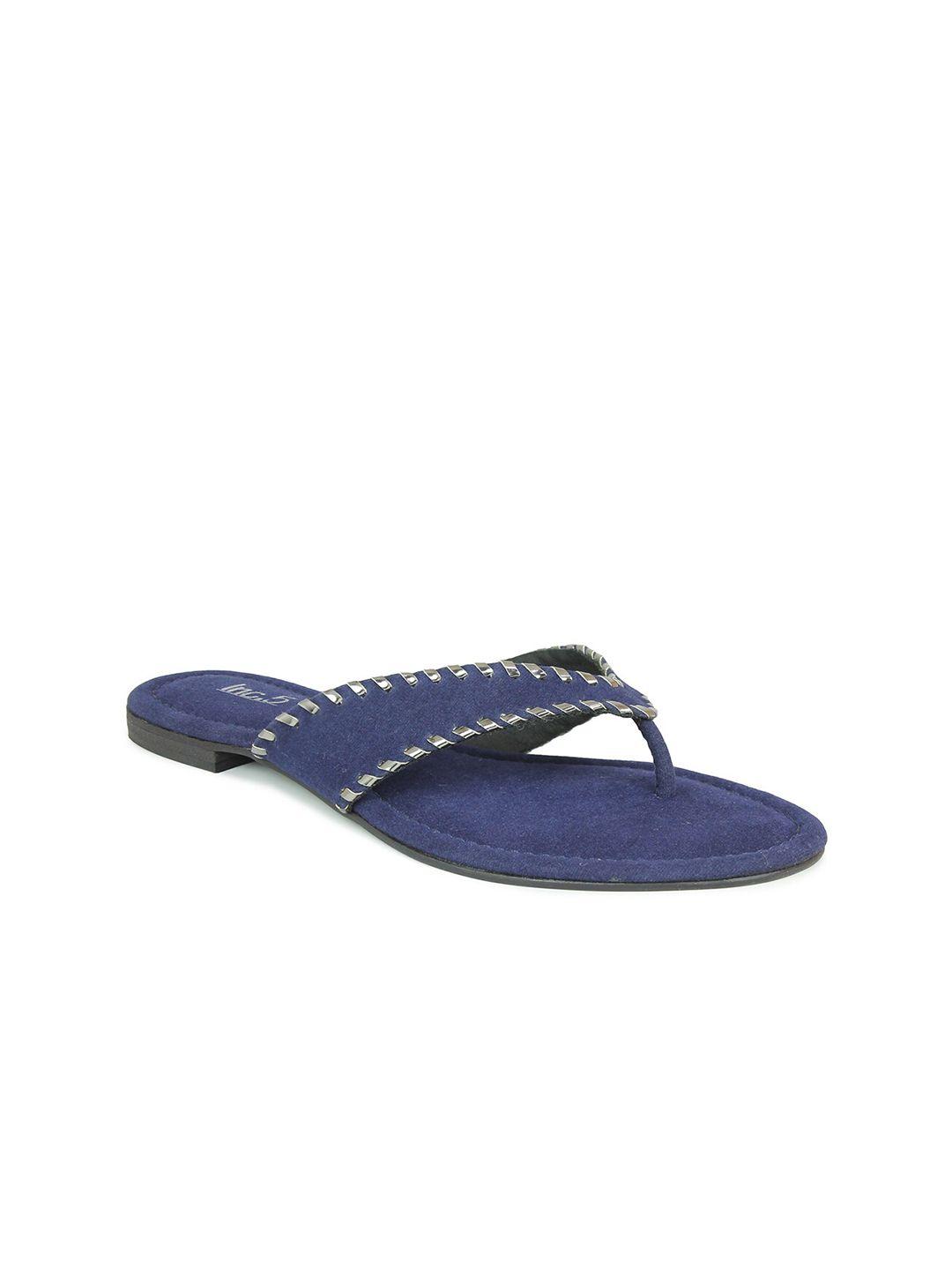 inc 5 women navy blue t-strap flats