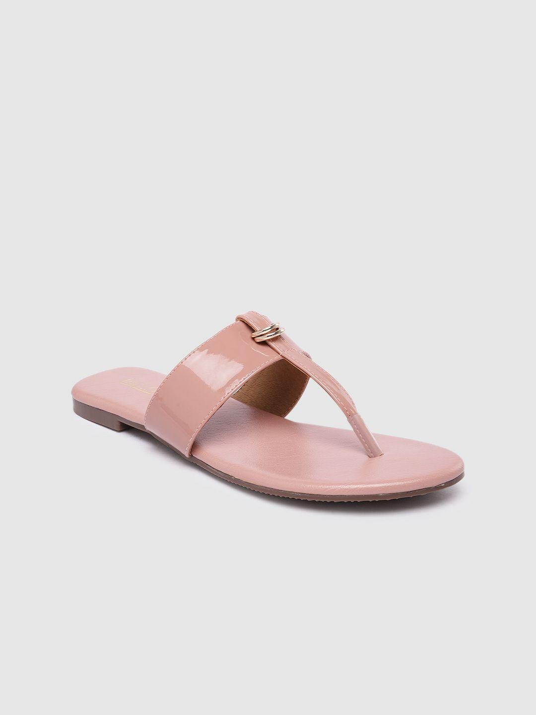 inc 5 women pink solid t-strap flats