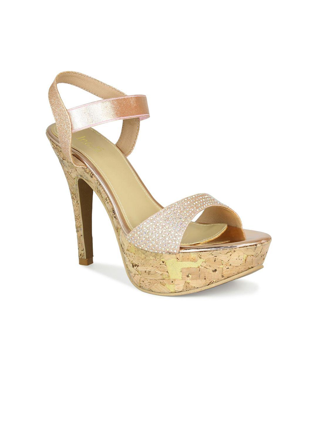 inc 5 women rose gold printed party platform sandals