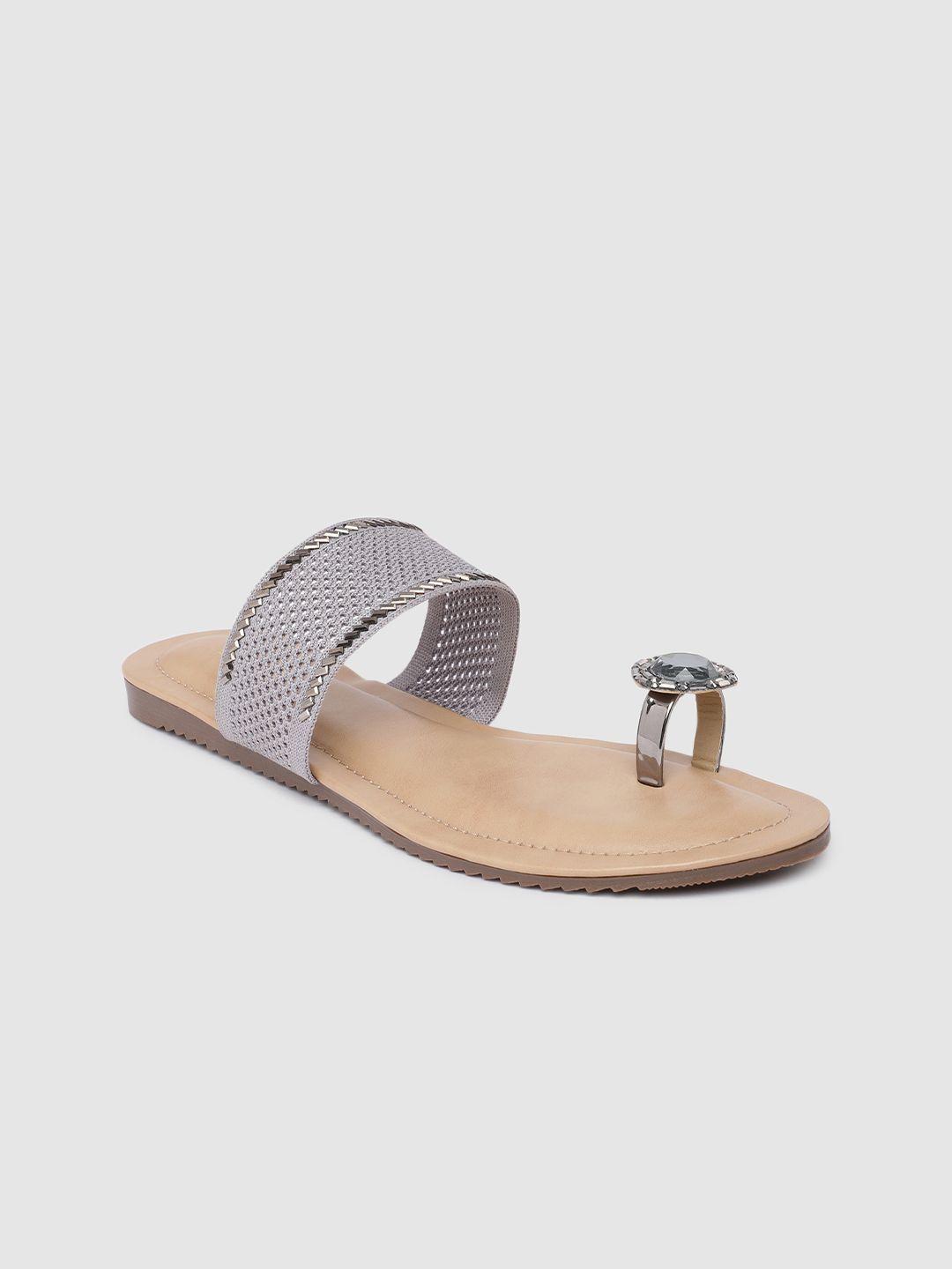 inc 5 women silver-toned pu comfort sandals