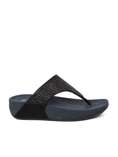 inc.5 women's black thong wedges