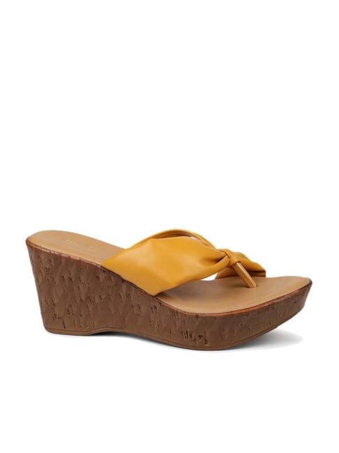 inc.5 women's mustard thong wedges