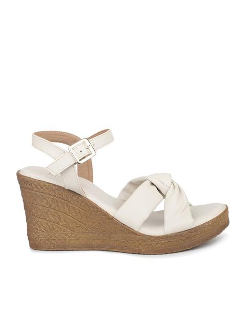 inc.5 women's off white ankle strap wedges