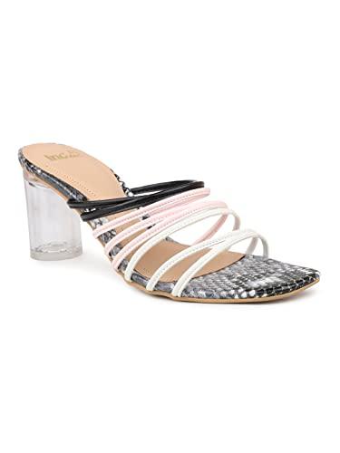 inc.5 women black striped block sandals