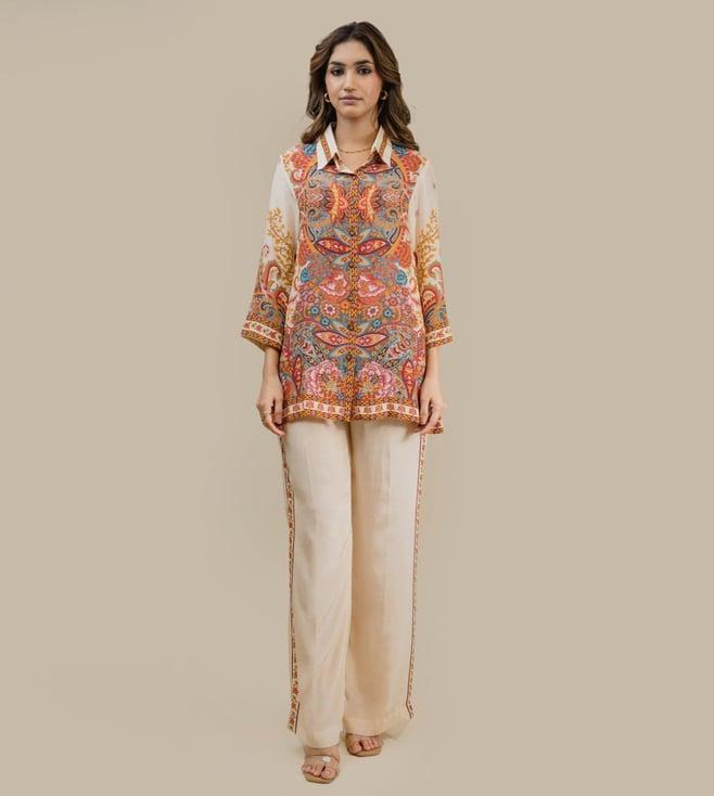 inching india multicolor seher paisley top with pant co-ord set