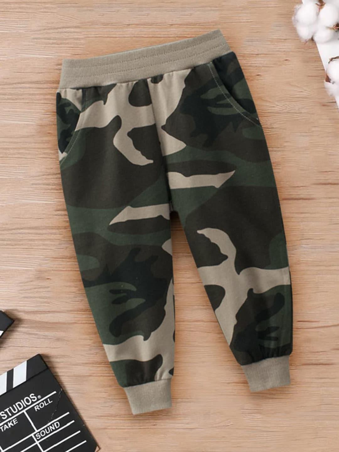 includ boys camouflage printed relaxed-fit mid rise joggers
