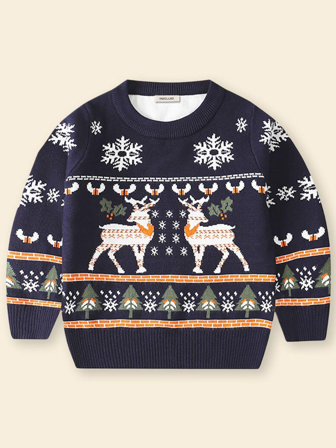 includ boys reindeer printed jacquard pullover